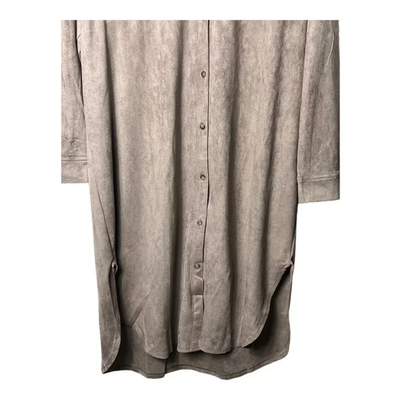 1314.‎ EASEL LONG SLEEVE FAUX SUEDE TRENCH LENGTH SHACKET SIZE LARGE OVERSIZED - Picture 5 of 10